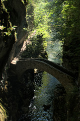 Stone bridge across the Gorges de l'Areuses, Romandie near Neuchastel