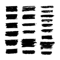 Vector brush strokes text boxes. Black paintbrush set. Grunge design elements, ink stains and abstract textures isolated on white.