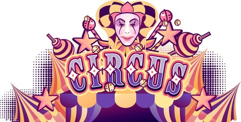 circus retro poster badge