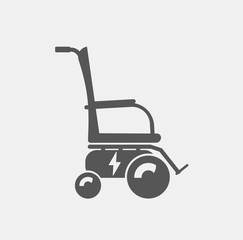 Design concept of electric wheelchair, disabled carriage. Can use for website and mobile website and application. Vector illustration. White background.