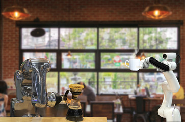 Automatic drink shop robot artificial intelligence serving coffee