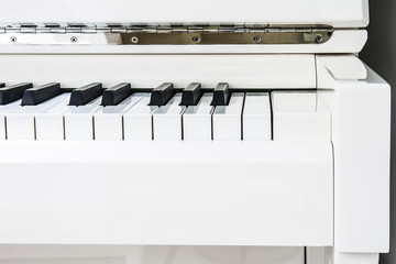 detail of white piano