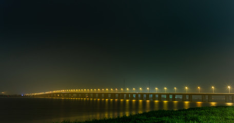 The main bridge in Wenzhou in China at night