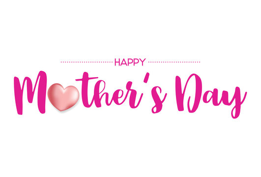 Happy Mother's Day lettering with heart shaped balloons, Vector Illustration