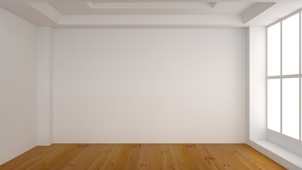 Empty Room Interior White Background. 3d Render Illustration