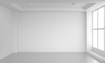 Naklejka na ściany i meble Empty Room Interior White Background. 3d Render Illustration
