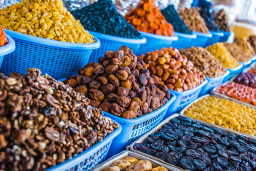 Dried food products sold at the Siab Bazaar in Samarkand