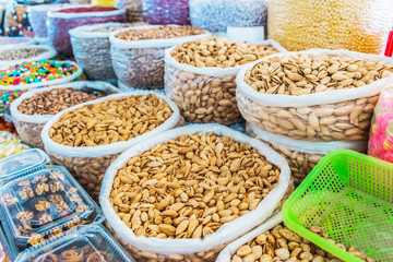 Dried food products sold at the Siab Bazaar  in Samarkand