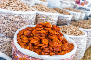Dried food products sold at the Siab Bazaar in Samarkand