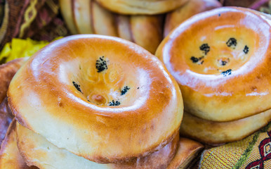 Tandir non or lepeshka, tarditional uzbek bread