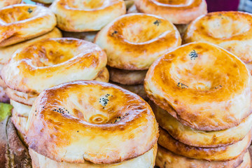 Tandir non or lepeshka, tarditional uzbek bread