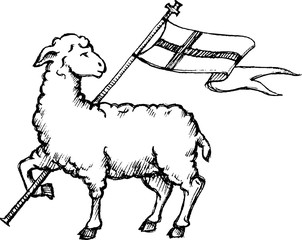 Lamb of God, Hand Drawn Sketch Vector