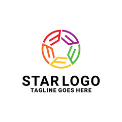 Obraz premium Star Logo Design With Line Style. Brand Logotype. Colorful Emblem For Company. Simple Icon For Business. Creative And Modern Premium Graphic Idea.