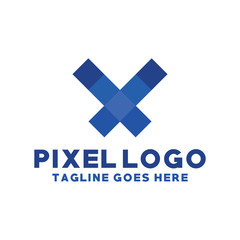 Fototapeta premium Letter X Technology For Pixel Logo Design With Flat Style. Geometric Logotype. Digital And Tech Emblem For Company. Pixel Icon For Business. Creative And Modern Graphic Idea.