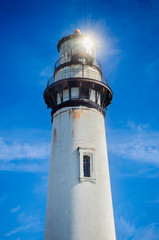 Aerial view of Pigeon Point Lighthouse in California, USA