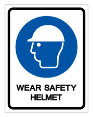 Wear Safety Helmet Symbol Sign,Vector Illustration, Isolated On White Background Label. EPS10