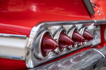 Plakat close-up rear lights of retro car, vintage lights