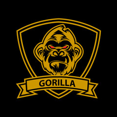 gorilla head vector logo sport design