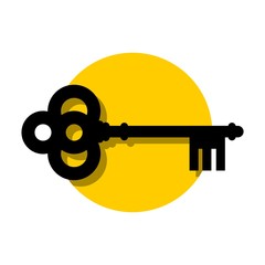 Old key icon, logo, sign, simple illustration