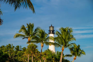 Fototapeta na wymiar Cape Florida Lighthouse and Lantern in Bill Baggs State Park in ,Florida