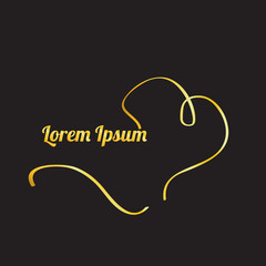 In the picture there is a picture for packing, perfumes, cosmetics, goods. Drawing on black background, golden heart.