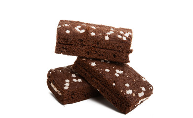 chocolate sponge cake with stars isolated