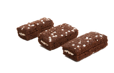 chocolate sponge cake with stars isolated