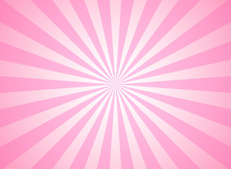 Sunlight wide horizontal pink color burst background with white highlight. Fantasy Vector illustration.
