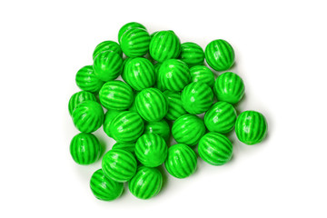 Green chewing gum isolated on white background.