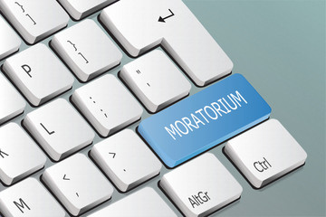 moratorium written on the keyboard button - obrazy, fototapety, plakaty