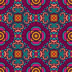 Colorful seamless ceramic tile design pattern background. flower mandala design surface