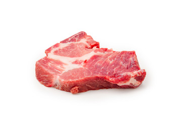 Raw pork isolated on white background.