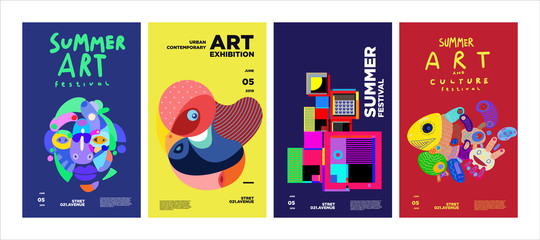 Summer Festival Art and Culture Colorful Illustration Poster. Illustration for Summer, event, website, landing page, promotion, flyer, digital and print.