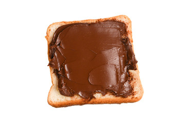 Сhocolate paste sandwich isolated on white background.