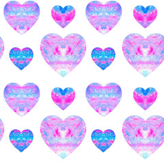 Pink and blue hearts seamless pattern.