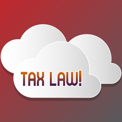 Text sign showing Tax Law. Business photo text governmental assessment upon property value or transactions Blank White Fluffy Clouds Cut Out of Board Floating on Top of Each Other