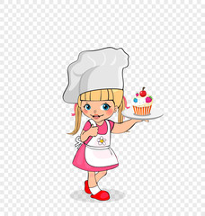 Little Girl Chef with Cake on Plate, Kids Menu