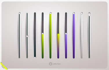 Set of ui color sliders. Realistic style. Isolated background. User interface elements for internet site, web design, app, player or phone. Vector illustration.