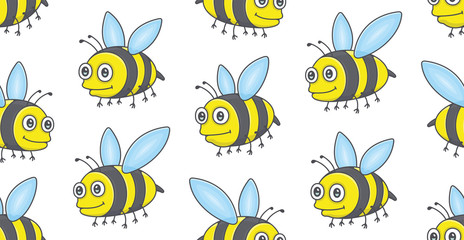 Fototapeta na wymiar Seamless Pattern with Bees. isolated on white background