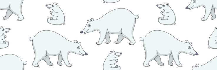 Seamless Pattern with Polar Bears. isolated on white background