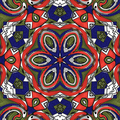 Obraz premium Seamless mandala kaleidoscope circle bright summer pattern