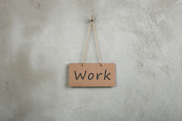 notice board, blackboard, chalkboard with text Work