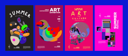 Fototapeta na wymiar Summer Festival Art and Culture Colorful Illustration Poster. Illustration for Summer, event, website, landing page, promotion, flyer, digital and print.