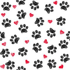 Seamless background with heart and footprint, paws - 273464700