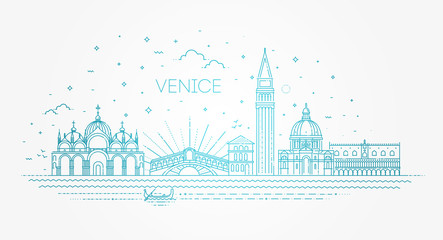 Venice city, illustration. Vector Venice buildings set