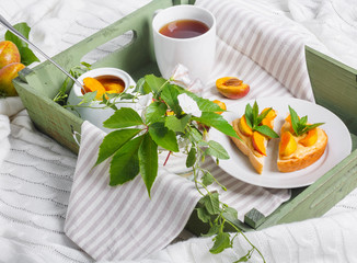 Delicious toasts bread with homemade apricot jam