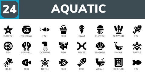 aquatic icon set