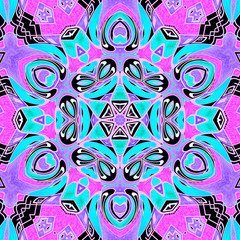 Seamless mandala kaleidoscope circle bright summer pattern