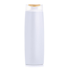 White bottle shampoo on white background isolation