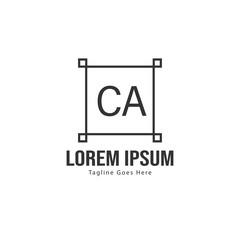 Initial CA logo template with modern frame. Minimalist CA letter logo vector illustration